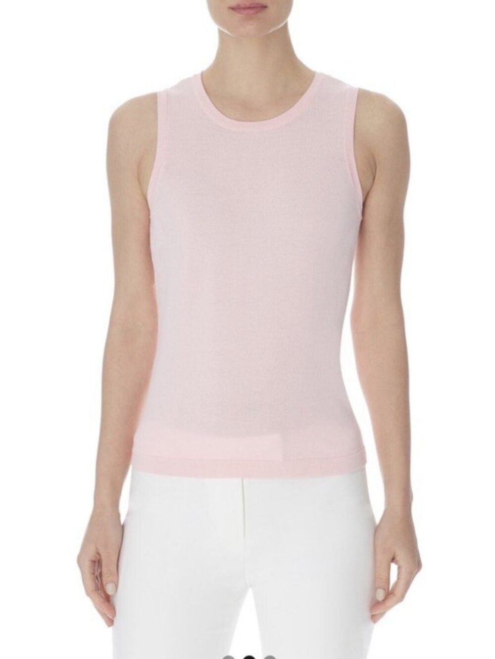 Women's Anne Klein Crewneck Rib Trim Sweater Tank, Size Large - Pink